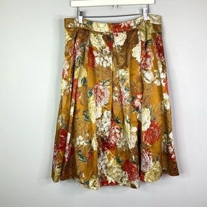 Tahari Womens Skirt Size 14 Floral Print Inverted Pleat Lined Graphic Peony